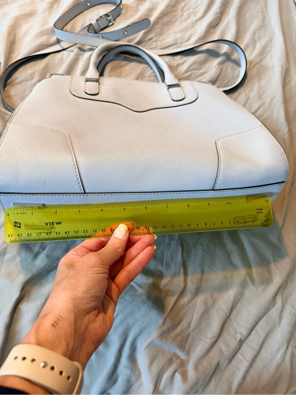 Rebecca Minkoff Light Blue Structured Top-Handle Crossbody Bag - Picture 9 of 10